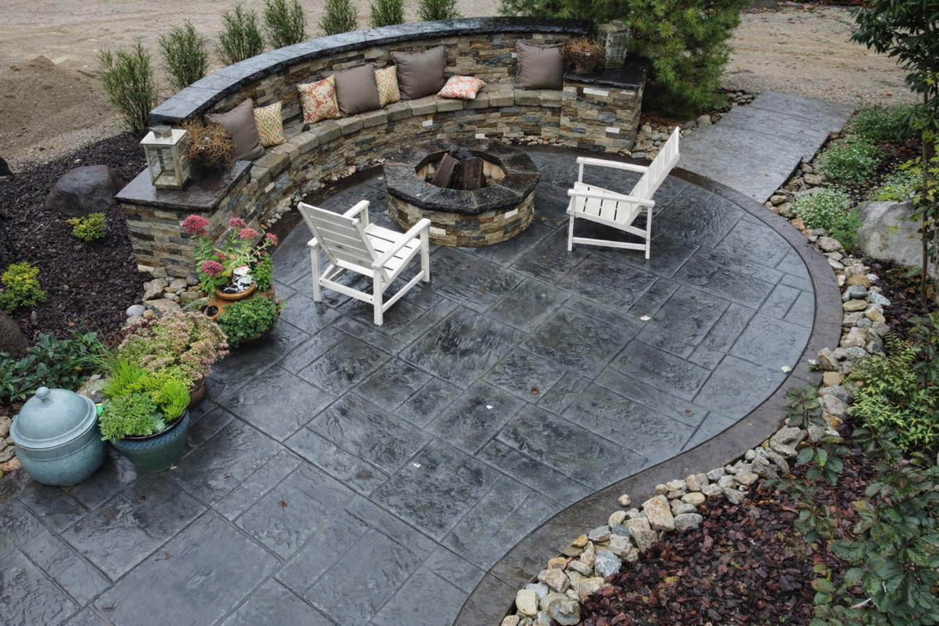 Concrete patio construction